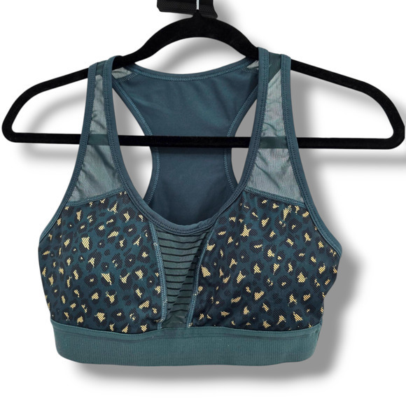 Zyia Active Women's Cheetah Print Mesh Detail Padded Sports Bra Green Size Small - Picture 1 of 7